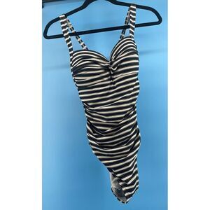 Nip Tuck One Piece Swimsuit Sz 8 Joanne‎ Twist Front Gold/Black Slimming Swim